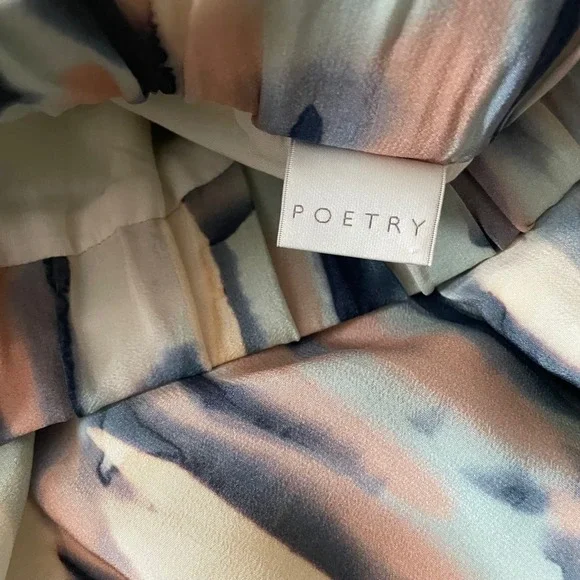 Poetry Silk Maxi Skirt Anthropologie Watercolor Summer Wedding Quiet Luxury - Picture 6 of 8